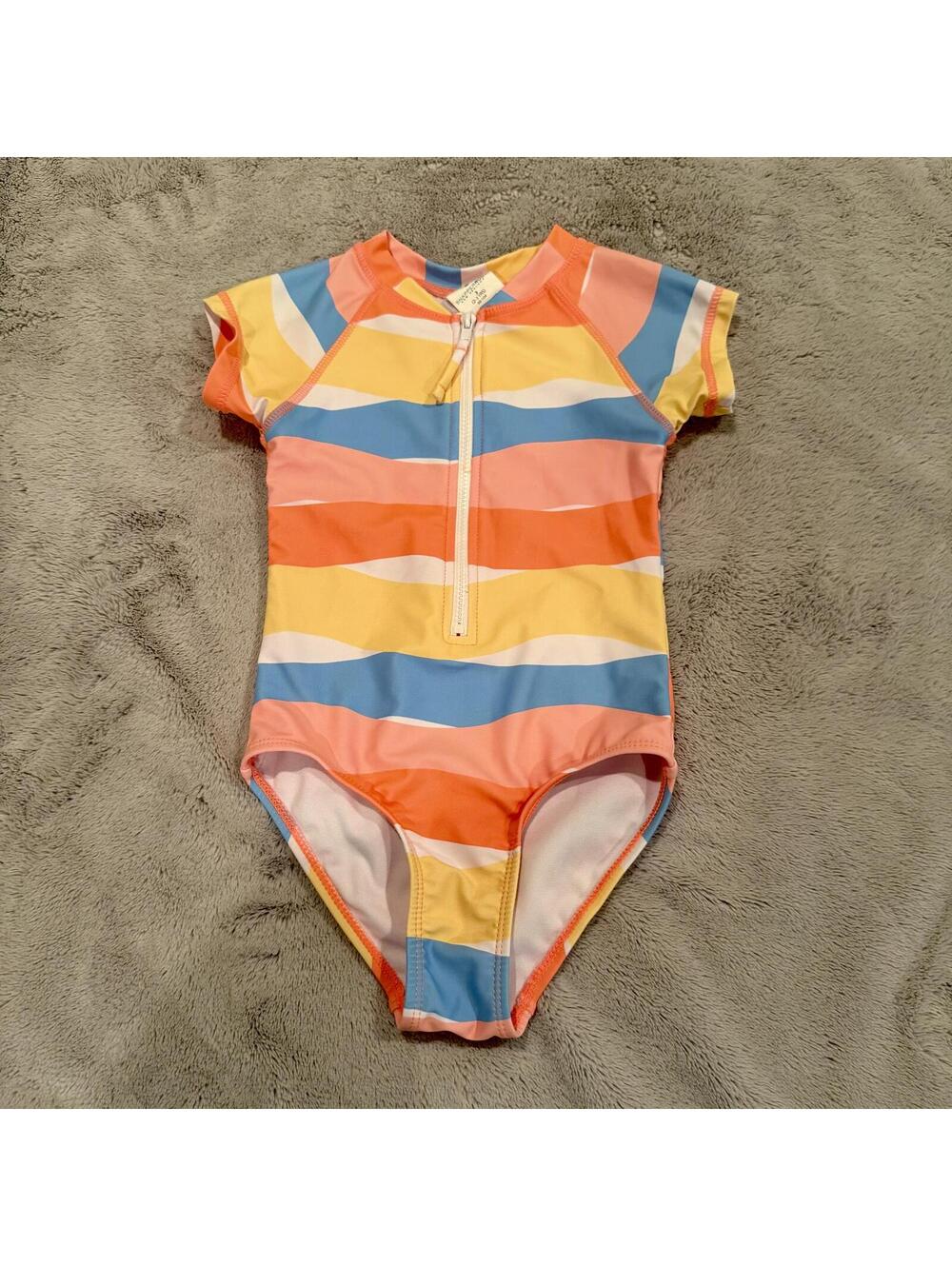Snapper Rock Toddler Girls' Striped Short Sleeve Swimsuit 2-3 Years
